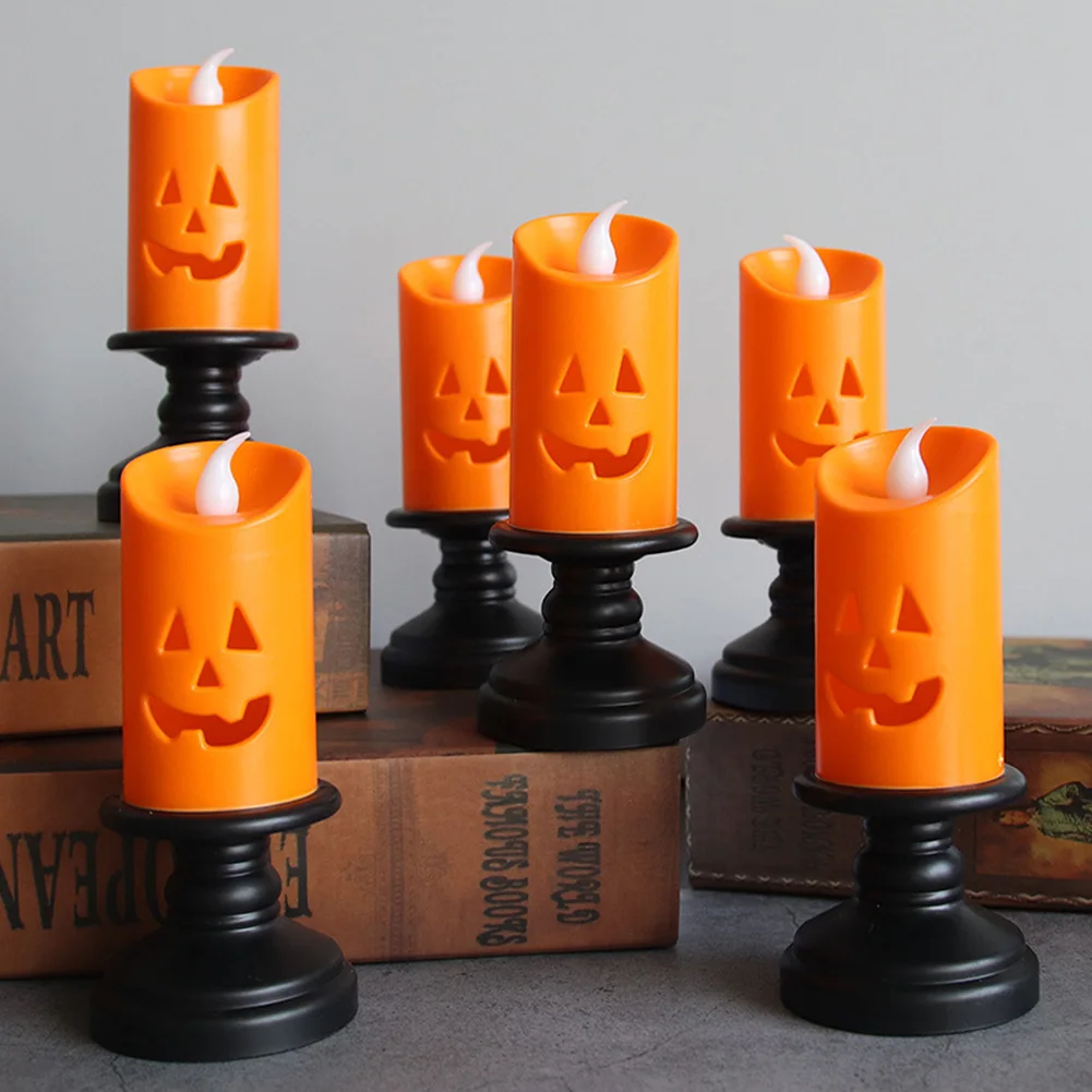 

Halloween Candle Light LED Candlestick Lamp Ornaments Props Happy Halloween Party Props Pumpkin Candle Light Colorful Decoration