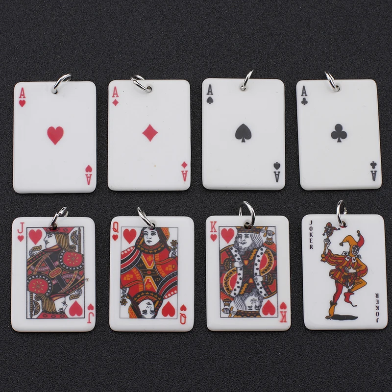 8 шт. подвески для покерных карт Jack Queen King Ace Joker акриловые сережек ожерелий