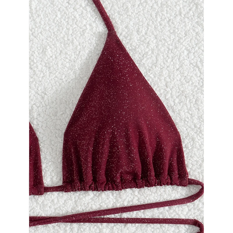 FASKOB однотонный сексуальный купальник-бикини на шнурке женский купальник из двух