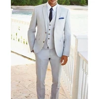 3 piece business working men suits slim fit light gray gentlemen blazer wedding tuxedos jacketpantvest traje de novio