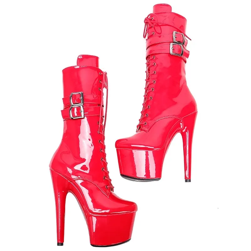 LAIJIANJINXIA/Новинка 17 см/7 дюймов женские вечерние туфли на платформе и высоком