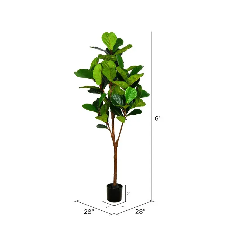 

Artificial Green Fiddle Tree in Black Planters Pot.