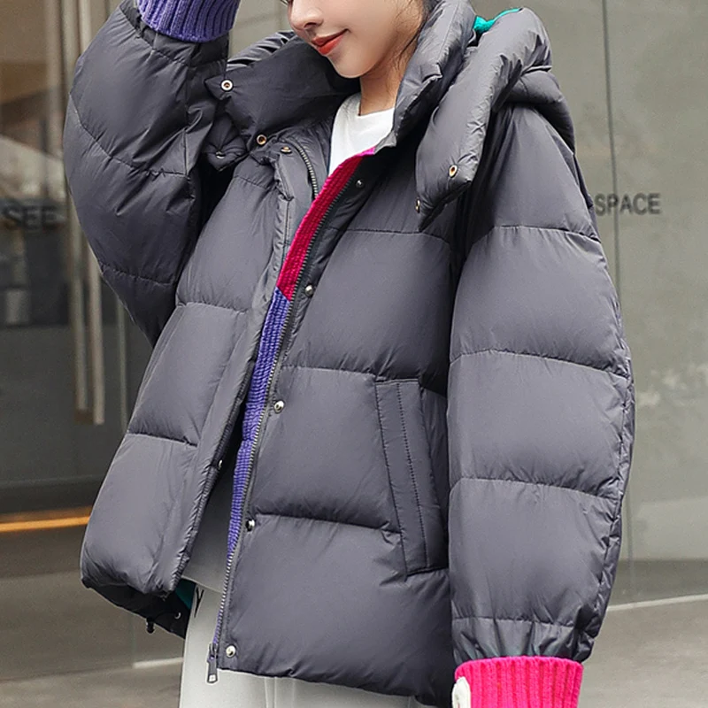 New 2022 Women Short Jacket Winter Thick Hooded Cotton Padded Coats Female Korean Loose Parkas Ladies Oversize Outwear