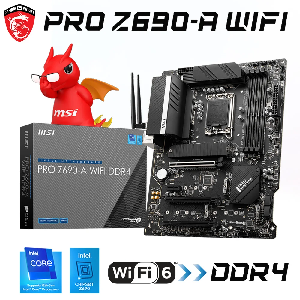 

MSI PRO Z690-A WIFI DDR4 Motherboard LGA1700 Support 12th-Gen CPU Intel Z690 i3 i5 i7 i9 CPU Z690 Mainboard 1700 ATX New