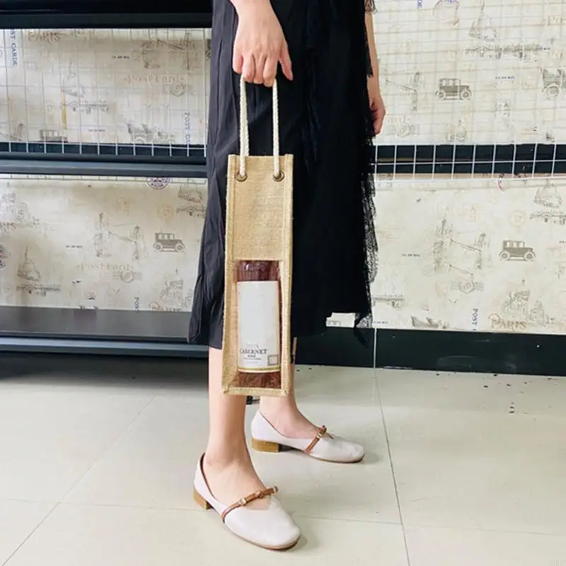 63HC Jute Wine для перевозчика многоразовая мешковая сумка с мешковыми мешками ручками