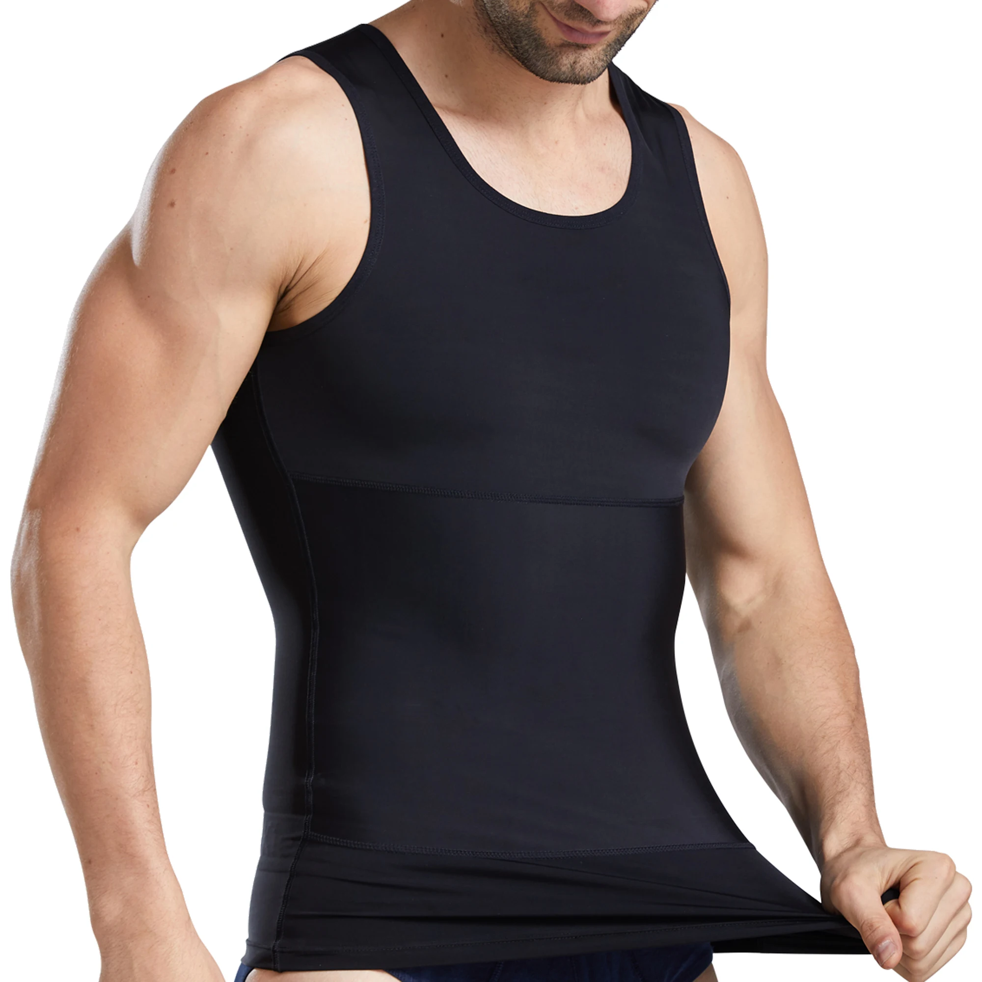 YUFEIDA Mens Slimming Body Shaper Compression Sports Shirts Male Tummy Control Shapewear Abdomen Slim Vest Waist Trainer Corset