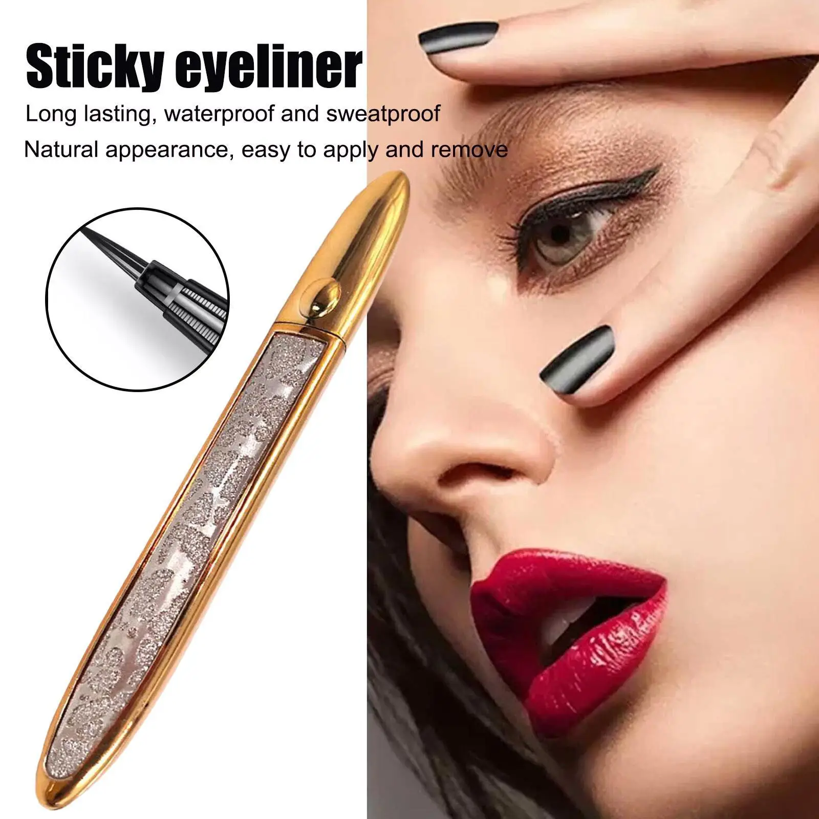 

Magic Lash Liner Glue Pen Self-adhesive Non Magnetic No Glue Bling Glitter Liquid Eyeliner Waterproof Eye Makeup Tool