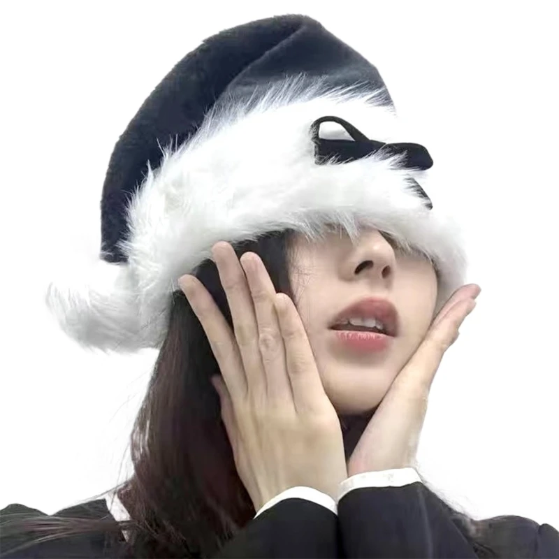 Короткая плюшевая рождественская шапка с бантом праздничное мероприятие костюм