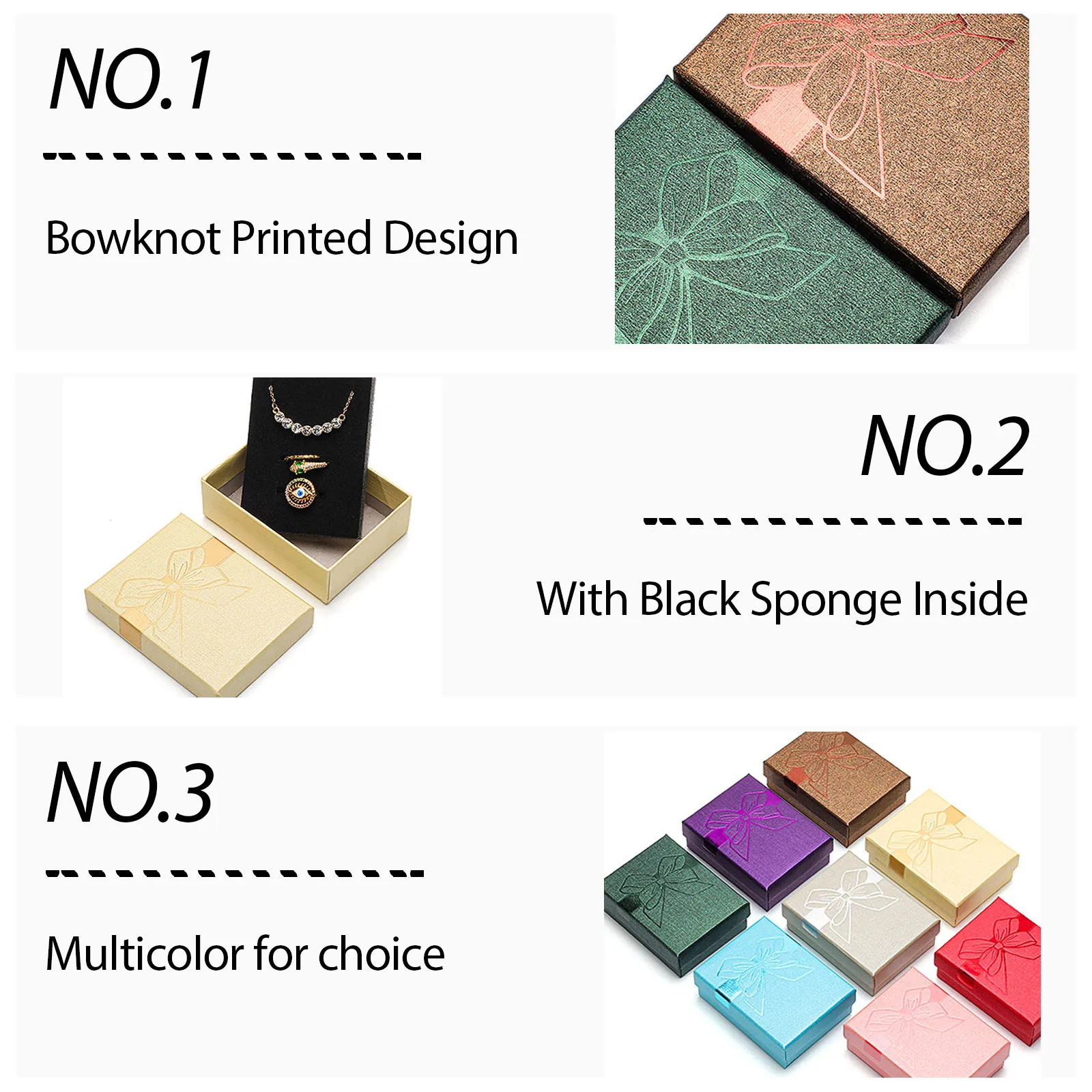 24pcs Bowknot Pattern Paper Jewelry Box Set Rectangle Snap Cover with Sponge Necklace Ring Earring DIY Packaging 8.95x6.85x3.1cm