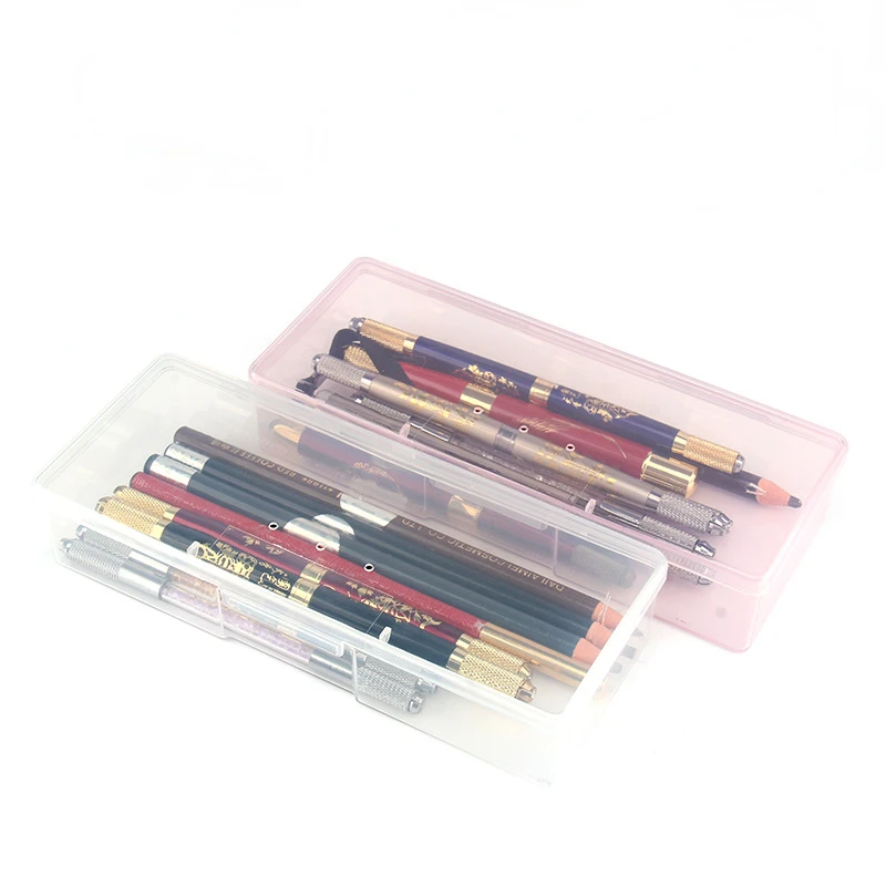 

Nail Art Sanding Buffer files Brush Pen Accessories Tools Plastic Clear Pink Empty Container Organizer Box Storage Case