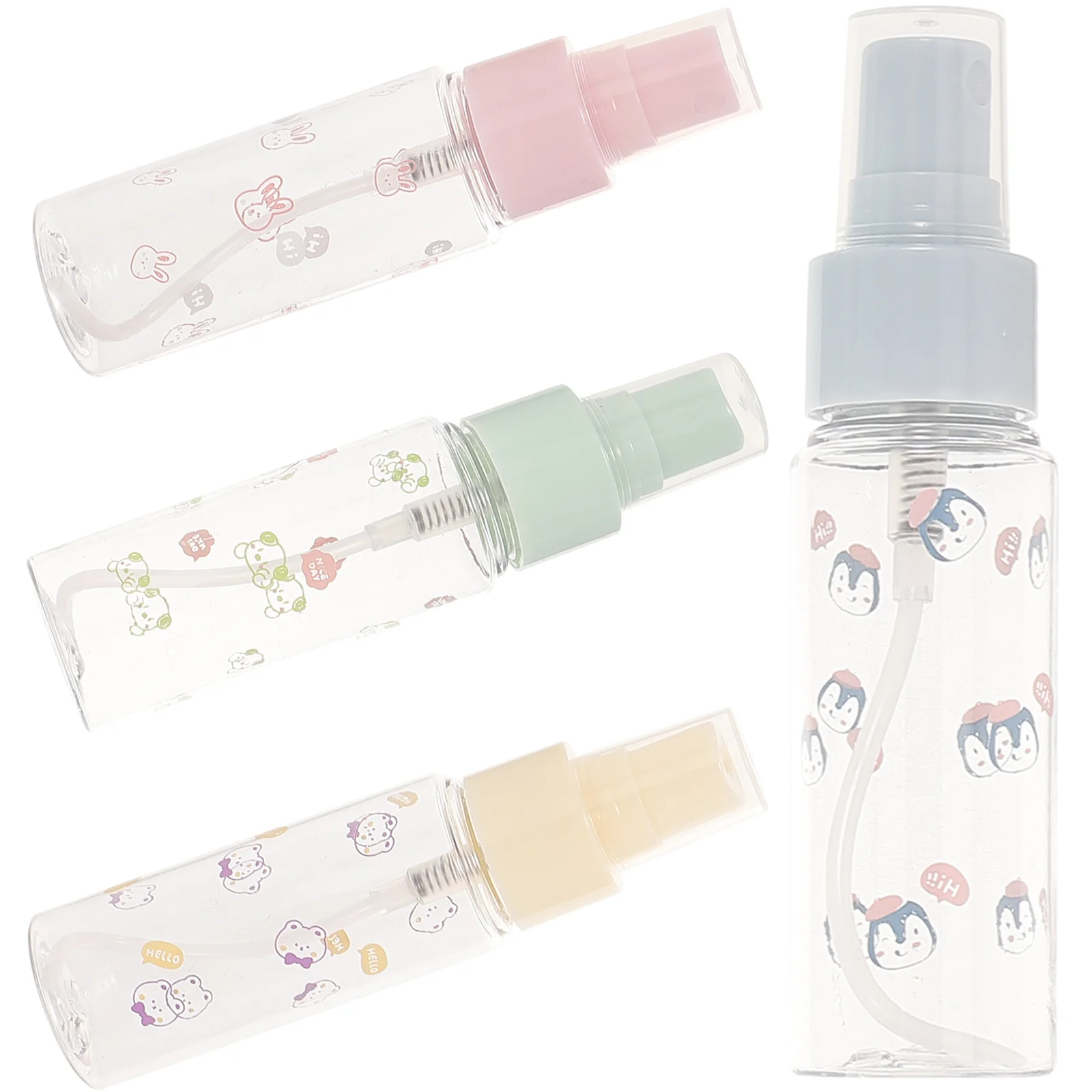 

4 Pcs Spray Bottle Cartoon Small Portable Bottles Liquid Refillable Travel