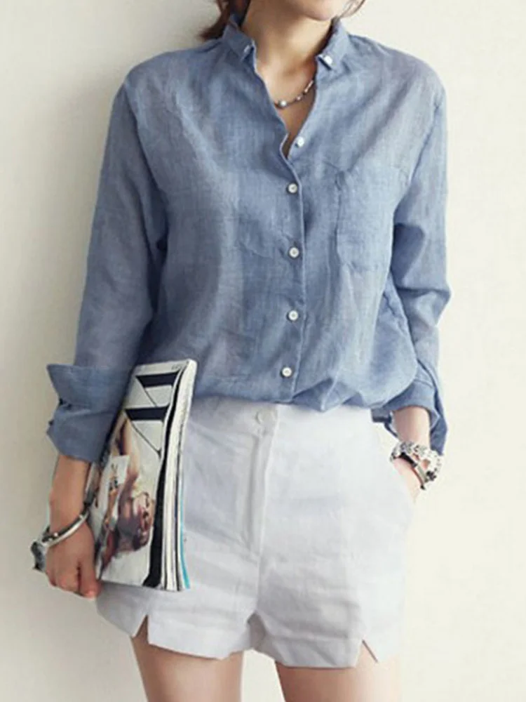 Женские топы Femme модная осенняя льняная белая рубашка 2024 женская блузка с длинным