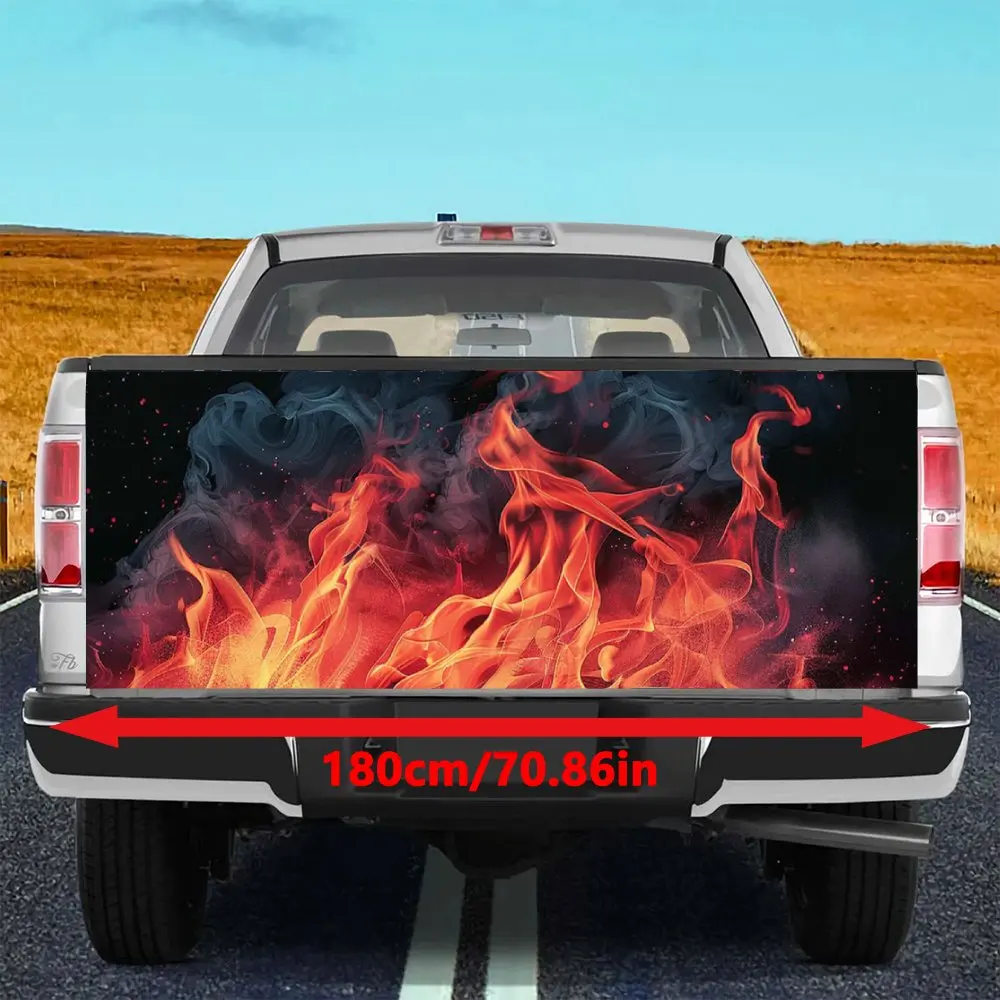Blazing Red Flame with Smoke Car Tail Trunk Protect Vinly Decal Auto Accessories DIY Hood Decoration Sticker for Off-road Pickup