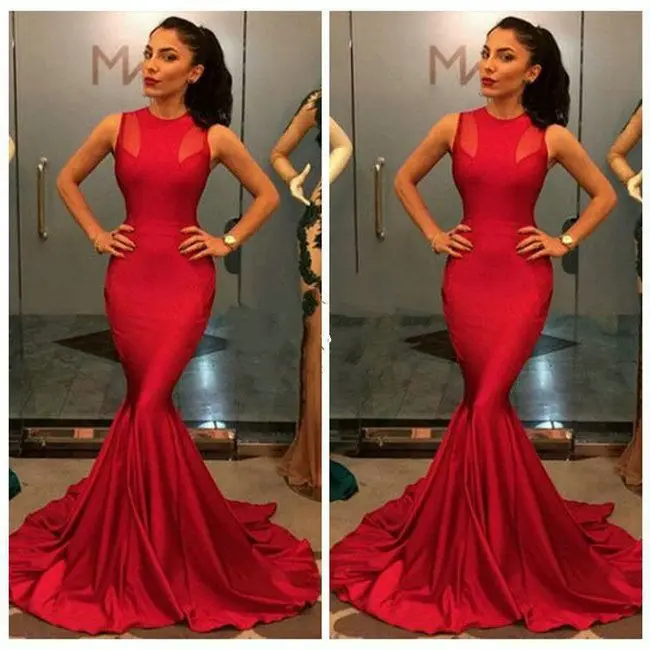 

Vestidos De Noche Floor Length Satin Red evening gowns dressesCustom Made Sexy Mermaid Red Long Evening Dresses