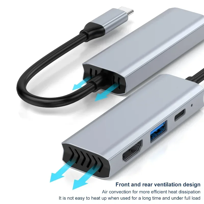 USB-концентратор 4K HD-адаптер TYPE-C к HD 3-в-1 USB-C HD-концентратор для ноутбука MaBook Pro Ar M2 M1