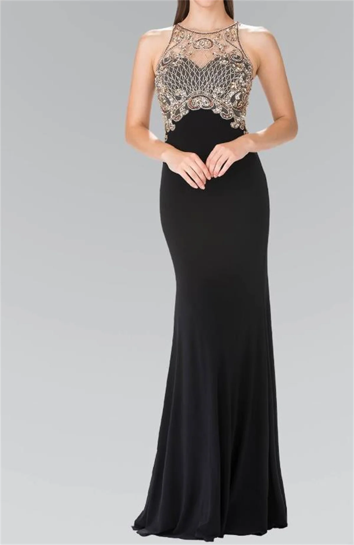 

Custom Evening Dress Halter Neck Crystal Diamond Sleeveless Fishtail Little Train Elegant To Floor Length 2023 Multiple Styles