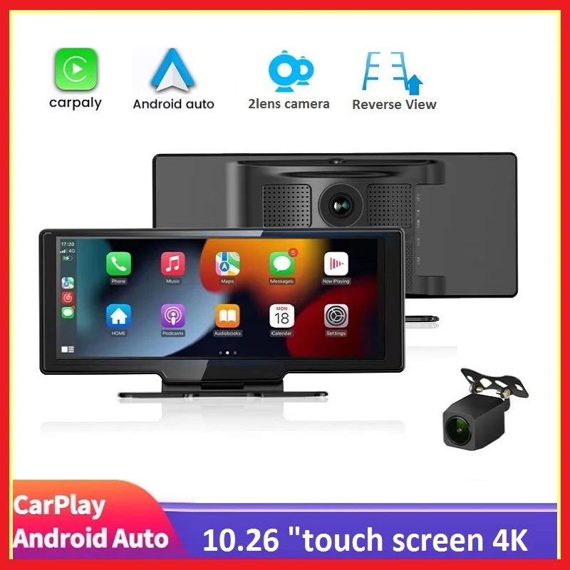 Видеорегистратор заднего вида с 2 камерами 10,26 дюйма, GPS-навигацией ...