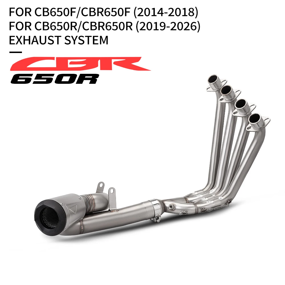 Фото Для CBR650F CBR650: Полная выхлопная система, глушитель для мотоцикла, передняя труба, модифицированная вставная труба из нержавеющей стали для CB650F CBR650R №2