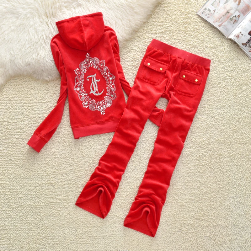 

Spring/Fall 2022 Women's Brand Velvet Fabric Tracksuits Velour Suit Women Tracksuit Hoodies And Pants Fat Sister Sportswear