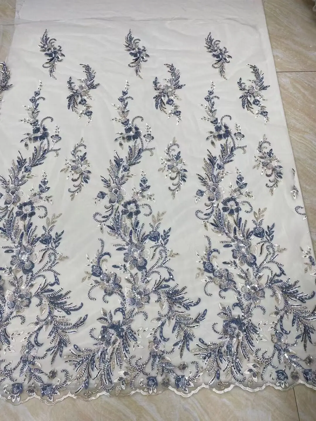 

Nigerian Fabric of High Quality French Tulle Lace Fabric SYJ-1214386 Beaded Embroidered Lace for Party Dress