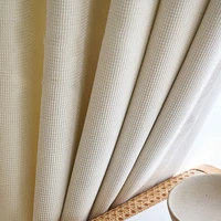 luxury solid color cotton linen grid pattern blackout curtains for living room bedroom window curtain ready made finished drapes