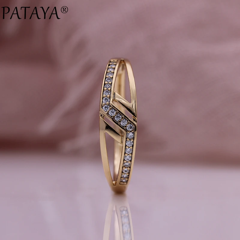 Новинка ажурные кольца PATAYA с инкрустацией из микровоска и натуральным цирконием