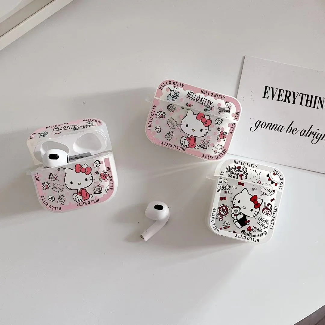 

Hello Kitty Cartoon Sanrio Soft Silicon Earphones Case for Apple AirPods Air Pods Pro 2 3 1 Cover Protective Headphone Box Bag