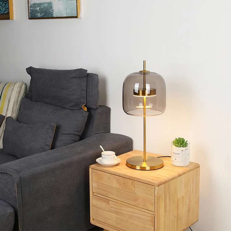 

Modern Glass Art Desk Lamp Extravagance Master Bedroom Bedside Study Living Kid's Room Unique Design Decorative Table Lights