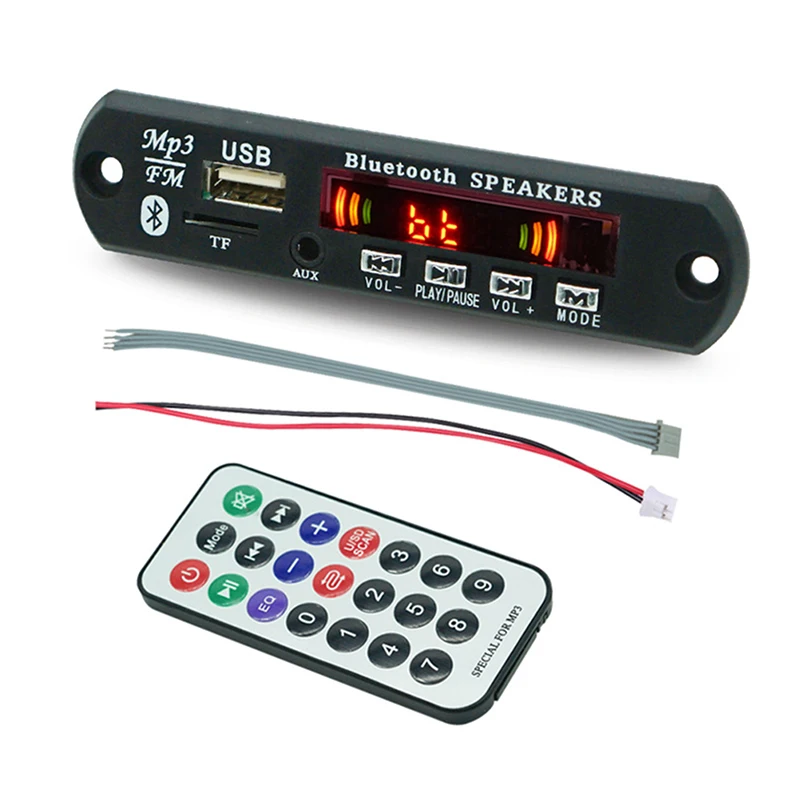 

Беспроводная плата WMA-декодера MP3, Bluetooth 5,0, 9-12 В, автомобильный аудио, USB TF, FM-радио модуль, цветной экран, mp3-плеер с дистанционным управлением