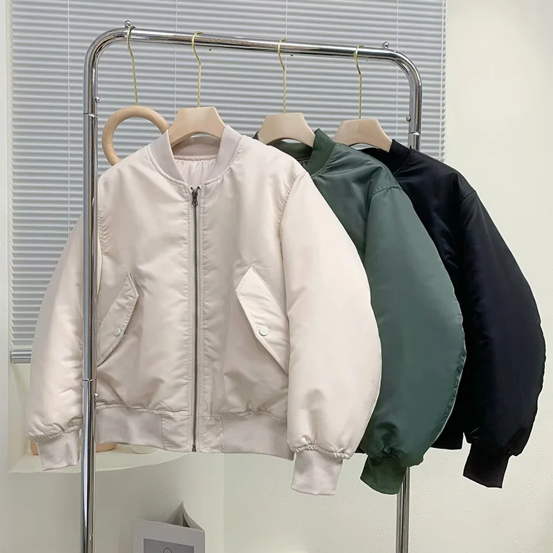 

2022 Women Autumn Vintage Solid Cotton Parka Jacket Coat Fashion Zipper Long Sleeve Pockets Casual Chic Tops Vestidos