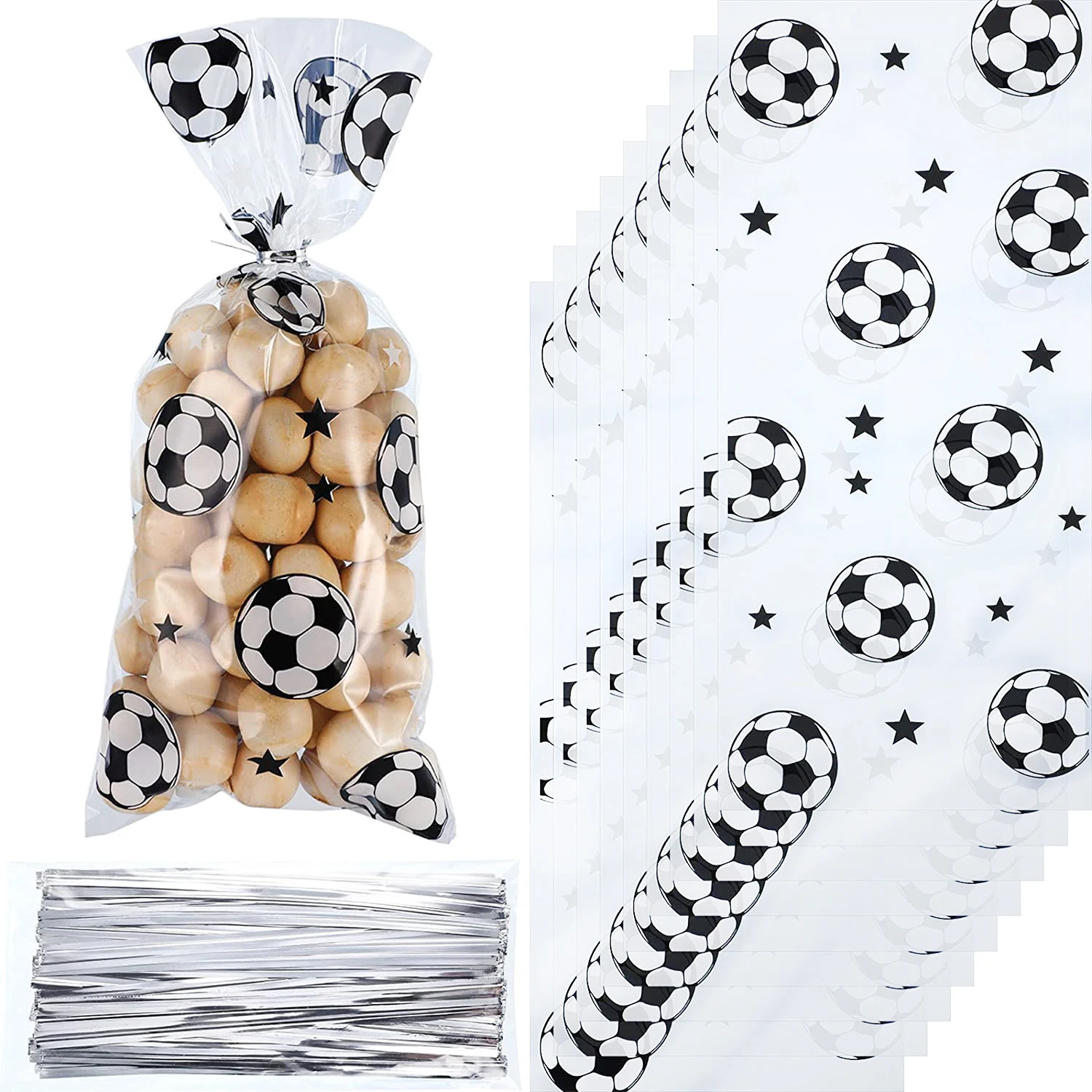 Soccer Paper Straws Party Supplies Sports Party Pack Candy Cellophane Bags Birthday Party Supplies Gifts for Boys Decoration images - 6