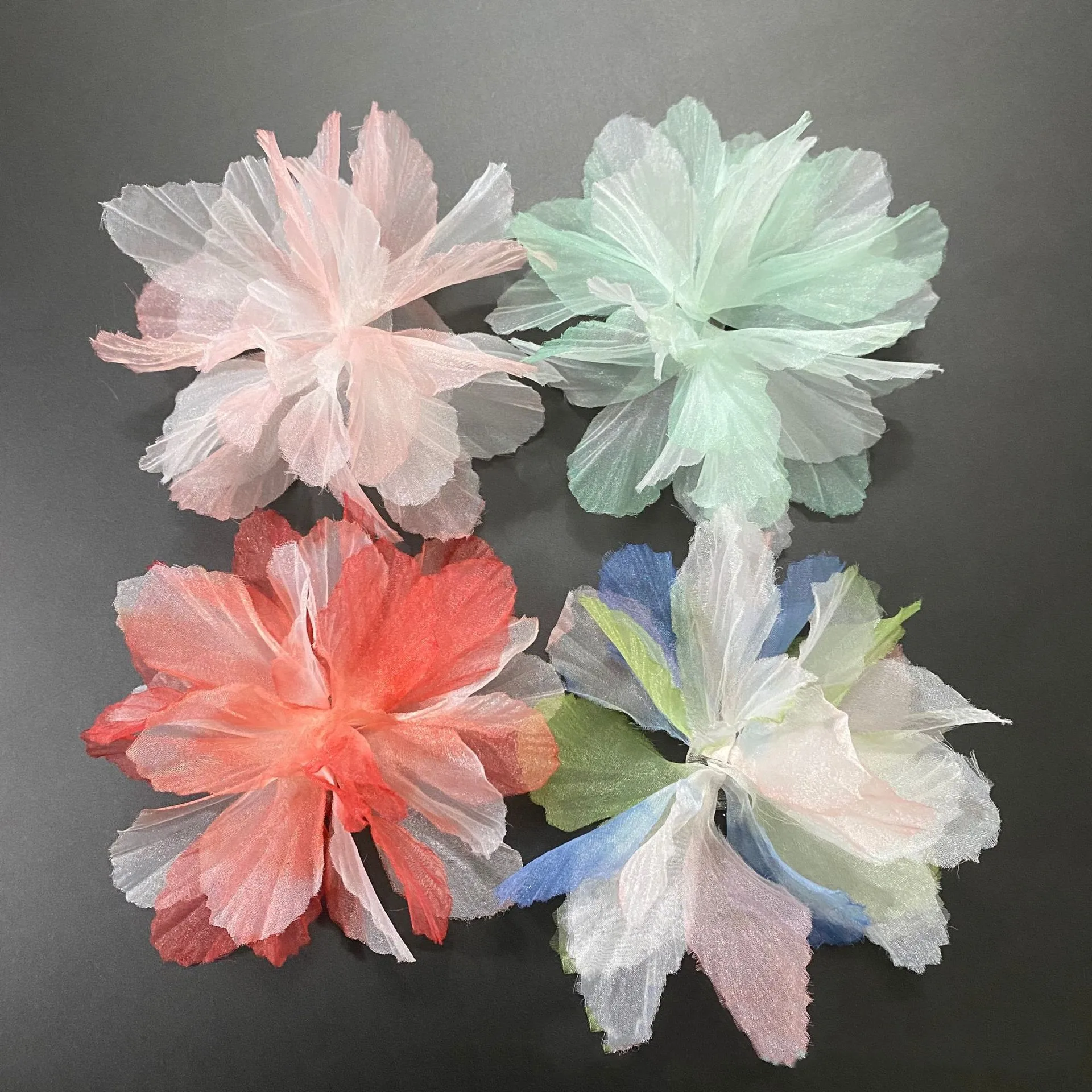 

10psc14cm Chiffon Cluster Flower Lace Dress Decoration Lace Fabric Applique Decoration DIY Craft Sewing Supplies Organza Flowers