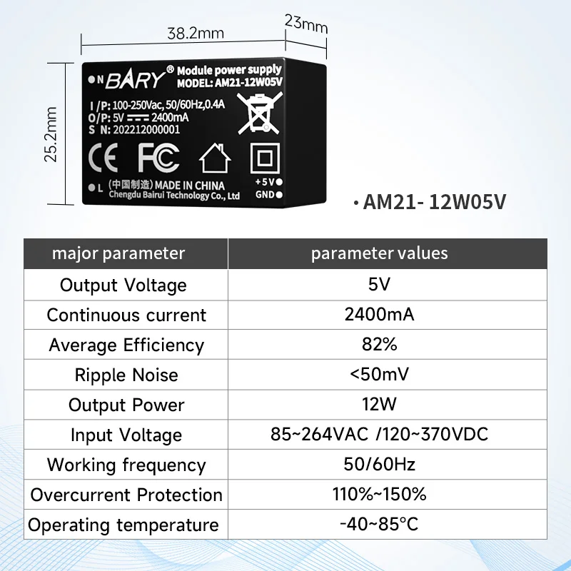 

Импульсный источник питания переменного и постоянного тока от 100 В, 250 В до 5/12/24 В, серия AM11/AM21-V CDSENET 5/12/24/36 Вт, 1000 мА, модуль понижающего напряжения