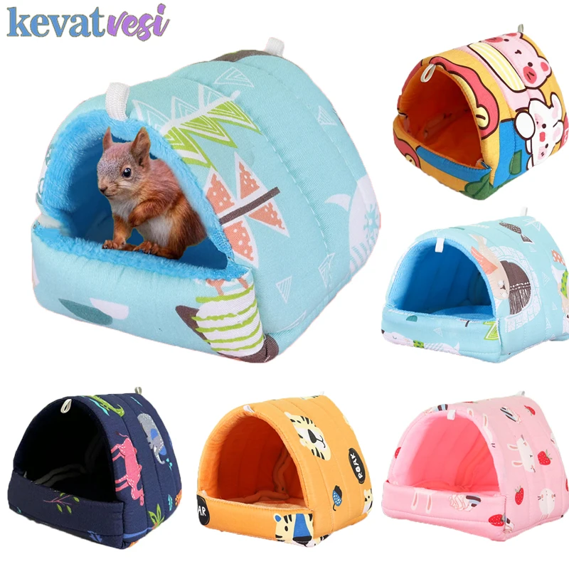 

Hamster House Cute Mini Guinea Pigs Chipmunk Nest Winter Warm Squirrel Sleeping Bed Hideout House Hedgehog Cage for Small Animal