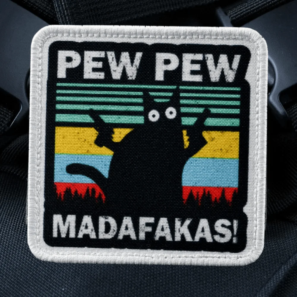 Фото PEW PEW MADAFAKAS Cat Morale нашивка с вышивкой нашивки военный значок нарукавная повязка на крючок и петля эмблема наклейки на рюкзак №4
