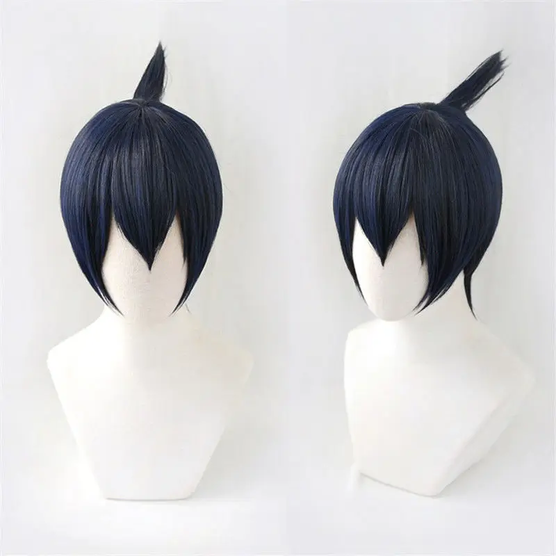 

High Quality Anime Chainsaw Man Cosplay Hayakawa Aki Role Play Heat Resistant Hair Blue Black Mixed Color Wigs