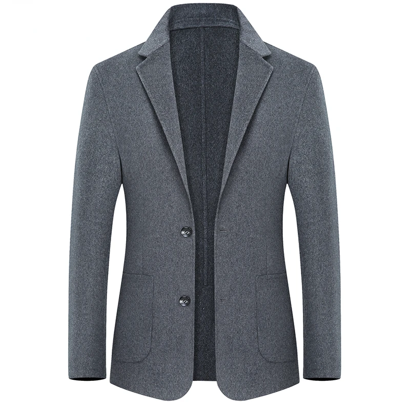 

2023 Men Autumn Winter New Fashion Solid Color Warm Blends Coats Male Slim Fit Casual Outerwear Men Lapel Woolen Jackets W59