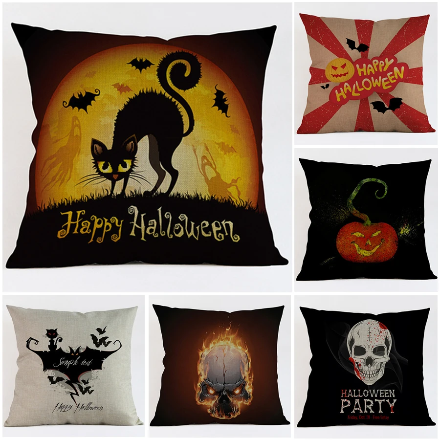 

Украшение для дивана на Хэллоуин, вечевечерние, бара, наволочка с ужасом, сахарным черепом, замок, праздничная Декоративная Наволочка на под...