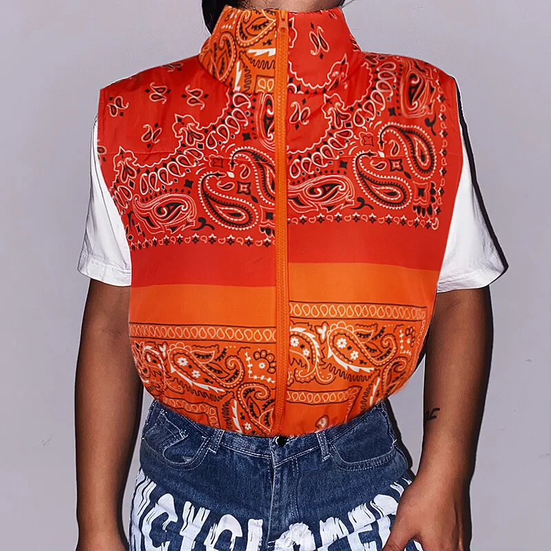 Jackets for Women 2022 Jacket Women's Women's Padded Padded Padded Paisley Print Padded Cotton Jacket with Contrasting Colour