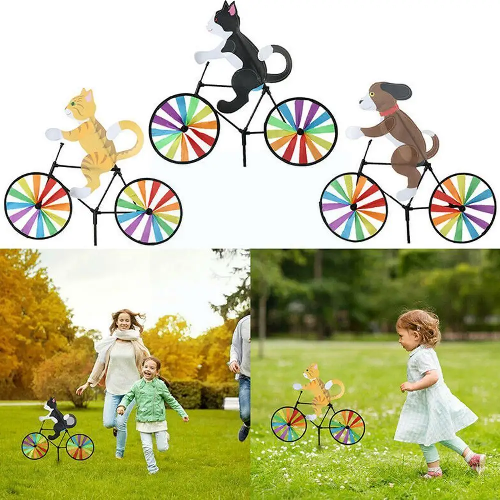 

Funny Animal Bike Wind Spinner 3D Color Cat Puppy Tiger Gifts Lawn Outdoor Home Decoration Decoration Yard Windmill Art Gar J9Z2