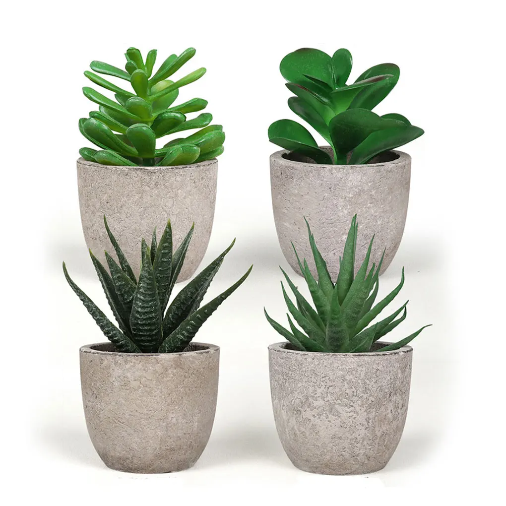 

4x Green Home With Artificial Succulent Plants Eco-friendly And Easy To Maintain Natural Ambiance Decor Artificial