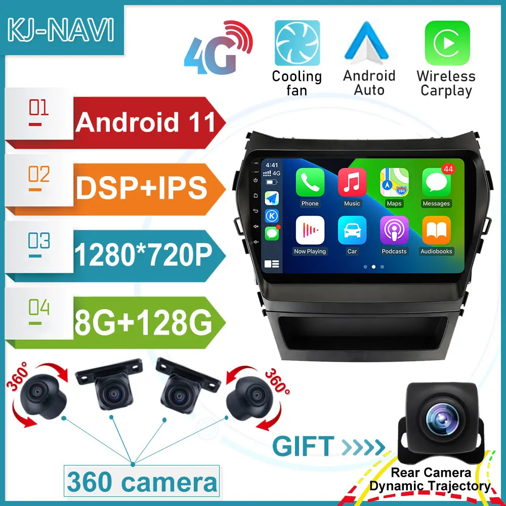 

Автомагнитола, мультимедийный видеоплеер, навигация 9 ''Android 11 для Hyundai Santa Fe 3 IX45 2013 - 2016 GPS No 2Din
