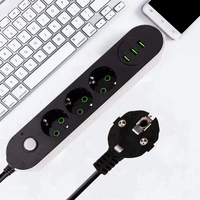 new 2 round pin eu rus plug power strip switch 3 usb extension cord eu socket 4 8 m 1 8m1 4m extension cable network filter