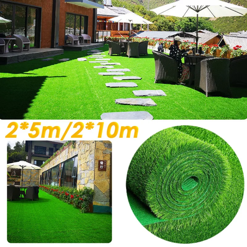 2x5m Artificial Grass Turf Fake Grass Lawn Outdoor Terrace Synthetic Mat Rug Indoor Exterior Garden Decorations Grass Carpet