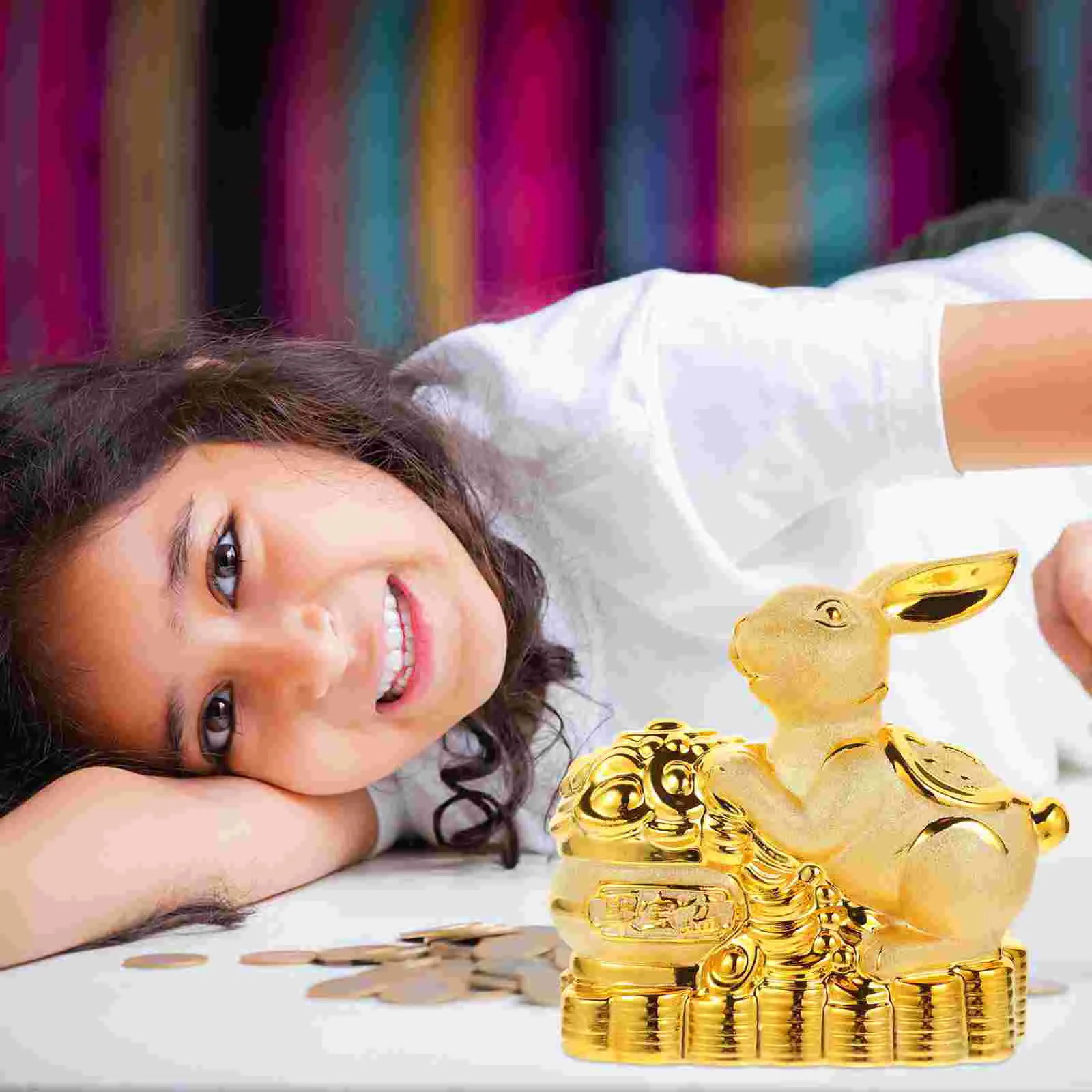 

Rabbit Bank Piggy Yearchinese Bunny Money Figurine Zodiacshui Feng The New Statue Lucky Jar Saving Figurines Kids Gift Box Good