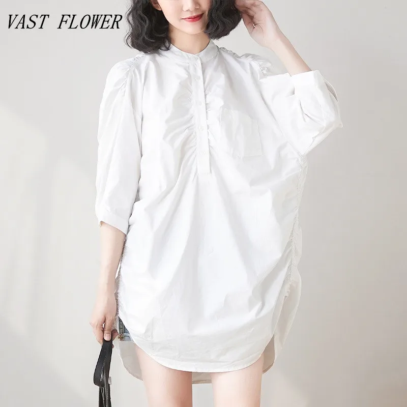 

Женское винтажное Хлопковое платье-рубашка, повседневное свободное белое платье-рубашка большого размера с коротким рукавом, лето 2023