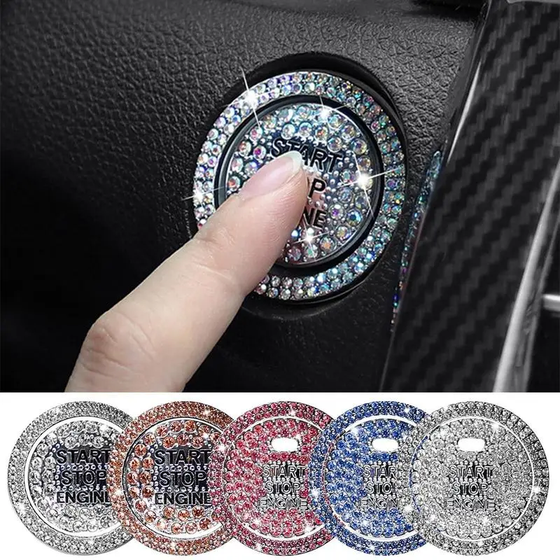 

Crystal Diamond Car Stickers One-Click Ingation Engine Start Stop Rings Interior Decoration Car Interior Accessories