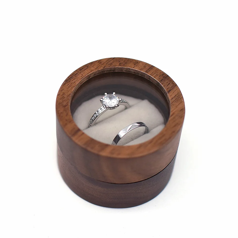 

2023 new portable jewelry box wooden box window transparent earrings collection box jewelry box logo design