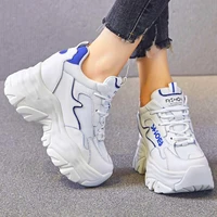 platform shoe fashion sneaker women breathable genuine leather round toe ankle boots comfort high heel travel tennis walking 34