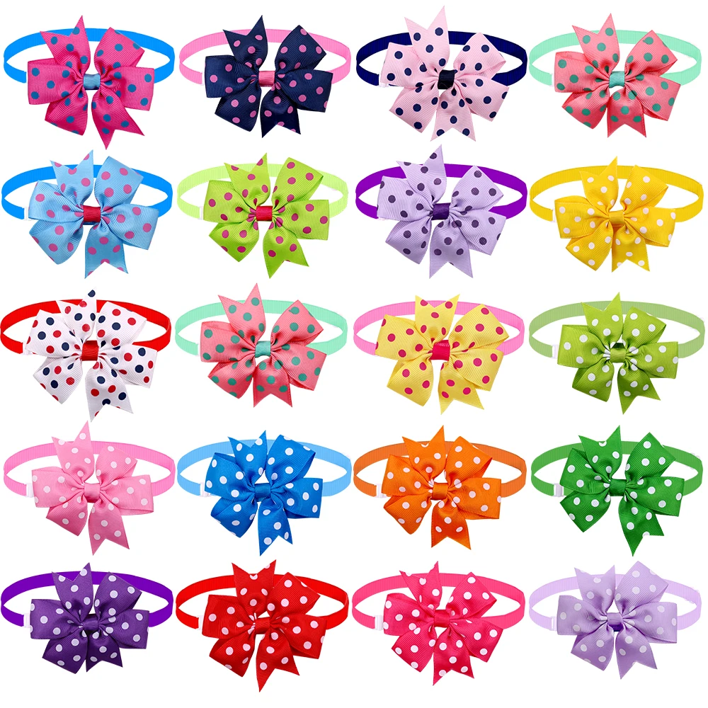 

100pcs Dog Bow Tie Fashion Dog Accessories Solid Dot Pet Supplies Popular Pet Dog Cat Bowties Collar For Small Dogs Cat Bowtie